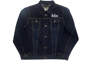 The Beatles Denim Jacket Drum Drop T Band Logo Official Unisex Blue