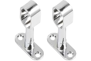 HNJUSR 2 Stk Schrankstange Oval Kleiderstange | 17x31mm Stahl verchromt | Seitenwand-Schrankrohrlager Wand-Montage & Mittelträger für Decken-Montage | Kleiderschrank Stange Ausziehbar