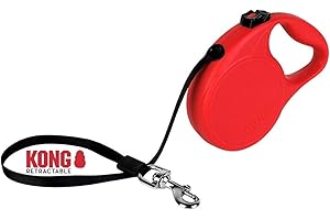 KONG ausrollbare Hundeleine in 5m Länge I Für mittelgroße Hunde bis 30 kg I Größe M I hochwertige Rollleine in rot mit Break & Lock System I leichte & kompakte Führ-Leine