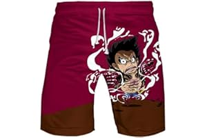 WANHONGYUE Anime One Piece Monkey D Luffy Pantaloncini da Spiaggia Costume da Bagno Uomo 3D Stampato Beach Board Shorts Swim Trunks