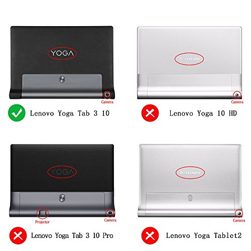 Lenovo YOGA Tablet 3-10 Hülle, EasyAcc Case Cover Tasche Etui – Folio Kunstleder Schutzhülle mit Auto Sleep / Wake geeignet für Lenovo Yoga 3-10 25,65 cm (10,1 Zoll HD IPS) Tablet , Schwarz - 3