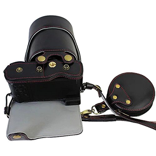 First2savvv XJD-GX80-HH01S01 Premium Qualität braun Ganzkörper- präzise Passform PU-Leder Kameratasche Fall Tasche Cover für Panasonic Lumic DMC-GX80 mit Kameragurt - 4