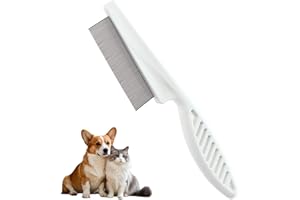HZXINYI Pettine per pulci per cani – bianco multifunzionale per animali domestici pettine dentale in acciaio inox per la rimozione di pulci, peli, pidocchi, lacrimazioni, forforfora