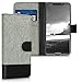 Price comparison product image kwmobile Wallet Case for Motorola One (5.9") - Fabric and PU Leather Flip Cover with Card Slots and Stand - Grey/Black