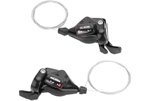 SUNGOOYUE Palanca de cambios para bicicleta, 1 par de palanca de cambio de bicicleta de velocidad triple izquierda/derecha 3X7 / 3x8 / 3x9 con cable de freno(3x8 Speed)