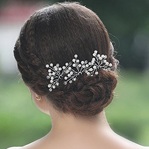 Aukmla Damen Haarschmuck, Brautschmuck, Haarnadeln, 3 Stück - 8
