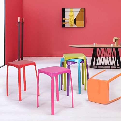 Utility Stool Colourful Home Living Room Metal Stool Robust Step Stool Small Chair Stackable Seat Set of 6 Green