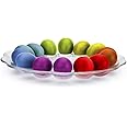 Edwanex Egg Plate for 14 Easter Plates - Diameter 30 cm Glass Serving Plate - Transparent Easter Decoration Tray