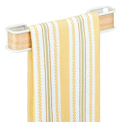 InterDesign 90780EU Affixx Peel and Stick Starke Selbstklebende Real-Wood Handtuchstange, Plastik, weiß / helles holz, 22,86 x 4,17 x 3,96 cm - 5