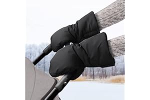 BNGXR Calentadores de Manos para Cochecito, Guantes de Calentamiento de Manos Anticongelante para Cochecito de Bebé Impermeable Regalo(Negro)