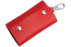Car Key Case, MoreChioce Universal PU Leather Car Keychain Case With 6 Buckles Men Women Car Key Chains Wallet For Home Keys Car Keys Pant Keys,#B Red
