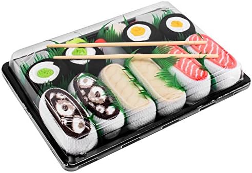 SUSHI SOCKS BOX 5 pairs Salmon, Butterfish, Octopus, Maki Cucumber, Maki Oshinko Great GIFT idea! Creative funny and original SOCKS Sizes 4 5 6 7 8 9 10 11 High QUALITY Cotton Colourful Made in EU