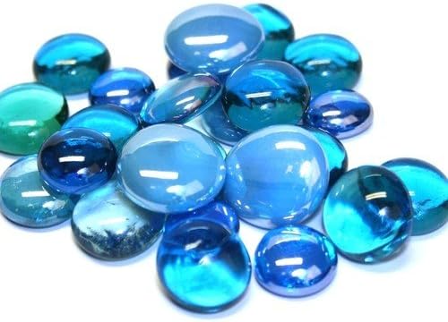 100 Glass Round Gems Pebbles Nuggets Mosaic Tiles Sea Colours Mix (opaque and transparent) 13-18mm