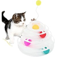 Kiki N Pooch Cat Toy 4 Level Towers of Circle Track Roller with Moving Balls Interactive Play Toy for Kitten/Cat