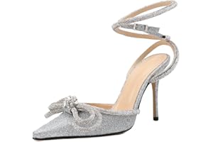Minetom Stiletto High Heels Damen Pumps Spitz Strass Bowknot Party Sandalen Schnalle Schuhe Geschlossen Abendschuhe Sommerschuhe