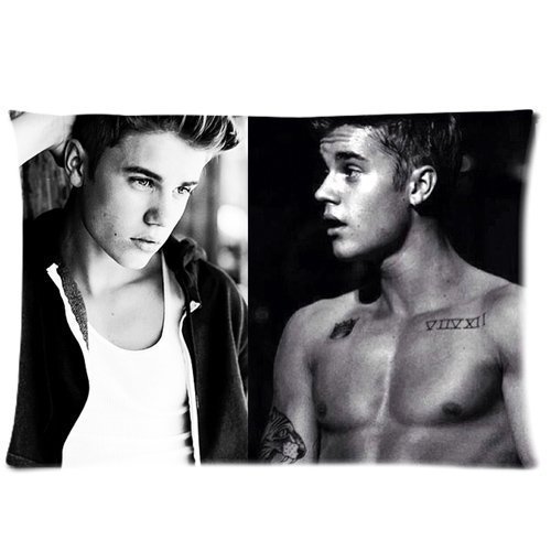 Custom Justin Bieber Pillowcase 20x30 Rectangle Soft Cotton Zippered Pillow Case Two Sides Pattern Printed