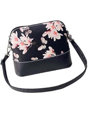 Taschen Damen,Frauen Drucken Schultertasche Handtaschen Leder Geldbörse Satchel Messenger Bag LMMVP (Black)