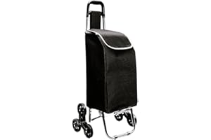 COSHANO Carro de la Compra Plegable con 6 Ruedas para Subir Escaleras, Carrito del Mercado, Bolsa Impermeable de 42L litros (Negro)