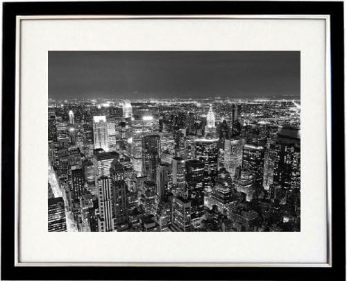 "New York New York" Framed Print Of A Cityscape Of The Bright Lights Of Manhattan At Night Viewed From The Empire State Building. Art & Photography Picture, B & W Prints