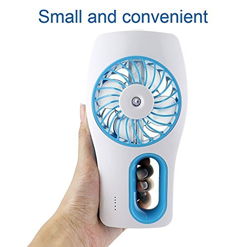 Mini USB Ventilator, Vitutech Ventilator Luftbefeuchter Mini Standventilator mit Kühlung /USB wiederaufladbare Ventilator ini Ventilator für Reisen und Heiße Sommeraußen (Blau) - 5
