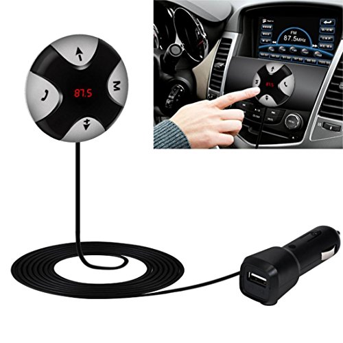 strir Mains mibres Transmetteur FM Bluetooth4.0 Voiture sans d'installation, émetteur FM pour Voiture, Chargeur USB avec Audio de 3.5 mm Mic du Port, Emplacement pour Carte TF