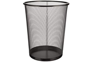 EUROXANTY® cestino per la carta | 35 x 29,5 cm | Pattumiera nera circolare | Cestino carta ufficio | In rete | Griglia metallica | 19 L