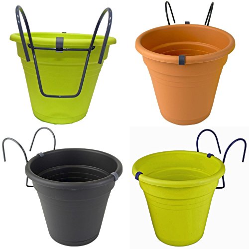 2er Set Hängetopf limegreen Blumentopf Kräutertopf aus Kunststoff für Balkon, Zaun und Garten - 5