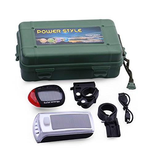 Solar LED Fahrradlampen Set, AVAWAY Solar Fahrradbeleuchtung USB Wiederaufladbare Fahrradlicht Scheinwerfer Set inkl. Frontlichter und Rücklicht, Halterung - 8