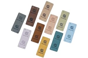 Houhounb Handmade Fabric Labels Tags Rectangle Sewing Cloth Labels Leather Label Sewing with Holes Foldable Handmade Wool Ball Knitting Label for DIY Sewing Decoration 10 Colours 30 Pieces