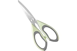AFAXINRIE Scissors for Kitchen Use, Kitchen Scissor with Sharp Stainless Steel Blades and Soft Thermoplastic Rubber Handles,Feel Good to Use(Green)