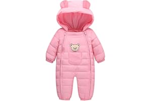 Susenstone Combinaison Enfant Manteau Fille Garcon A Capuche Hiver Blouson Coupe-Vent éPais Cartoon Manteau En Coton Chaud Mignon Double Zippé Coat 6-24 Mois