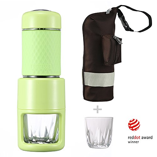 STARESSO Manuelle Kaffeemaschine Hand Espressomaschine Outdoor Cappuccino Camping Wandern Reise Unterwegs. (Grün)