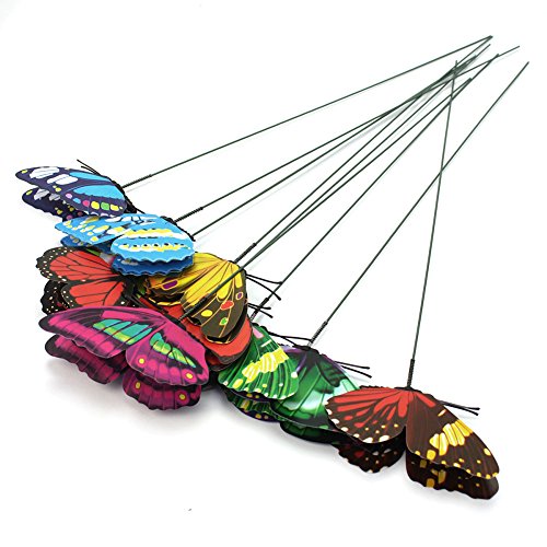 10x 9cm bunte Schmetterling Dekostecker Gartenstecker Dekostab auf Stecker Neu - 2