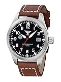 KHS Herrenuhr Airleader Steel Büffellederband Braun KHS.AIRS.LB5