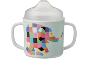 Elmer Petit Jour Paris Tasse à Bec à 2 Anses Couvercle Amovible Base Antidérapante pour Apprendre à Boire au Verre, Dès 6 Mois, 160 ml