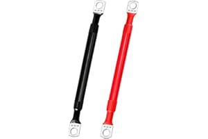 Kofelec Câble de batterie 15cm 4AWG 25mm², câble de batterie 12V, avec bornes à anneau M10, pour câble de masse de batterie de voiture de moto solaire, 2 pièces (4AWG 15cm)