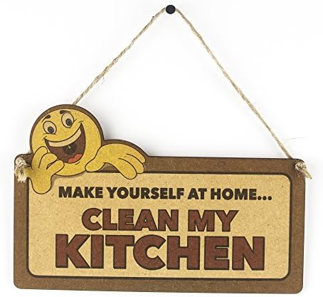 PS Pet Tags Make yourself at home.clean my kitchen funny wooden sign - kitchen sign - funny cleaning sign - hanging plaque gift present