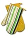 Produktbild Stilvolle Serie " FANTASTIC GREEN STRIPES " Farbe : GRÜN / GELB - wunderschönes Streifen - Motiv - zur Auswahl : Topflappen oder Backhandschuhe oder Küchen - Schürze , wunderschönes Motiv - hochwertig , 100% Baumwolle , eine schöne kleine Geschenk - Idee - NEU (1 Paar ( = 2 Stück ) = Backhandschuh ca. 17 cm x 29 cm)