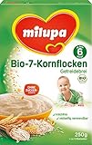 Milupa Bio-7-Kornflocken Getreidebrei ab dem 6. Monat, 5er Pack (5 x 250 g Packung) - Bio