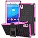 Produktbild Sony Xperia M4 Aqua Case, DRUnKQUEEn Heavy Duty Rugged Hybrid Armor Dual Layer Hard Shell Tire Tread Grenade Grip Combat Textured Cover with Kickstand