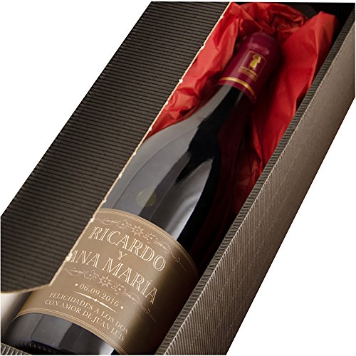 Regalo para parejas personalizable: botella de vino personalizada con nombres, fecha y dedicatoria