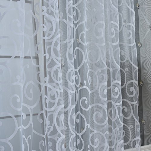 Wingogo Flocked Voile Tür Fenster Vorhang Balkon Sheer Panel Bildschirm Vorhänge Tür Fenster Dekor - 4