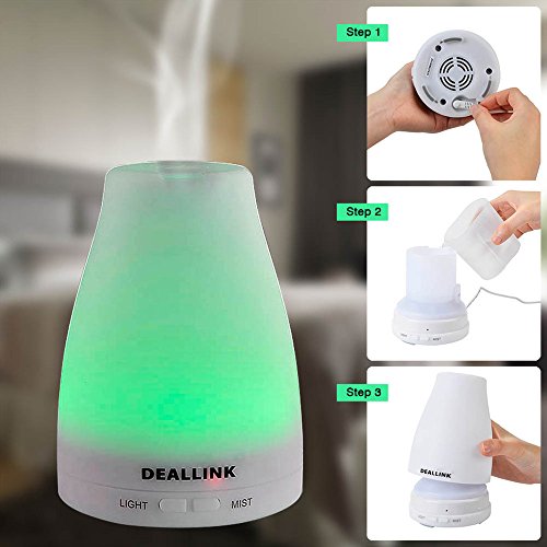 Aroma Diffuser 100ml Deallink Ultraschall Luftbefeuchter mit 7 LED Farbwechsel Kalten Nebel für Ätherische Öle, Kinderzimmer Schlafzimmer Büro - 3