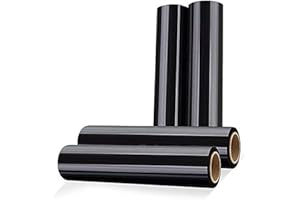 KERAIZ 4 Rolls of Black Heavy Duty Shrink Wrap 400mm Roll 17mu | Heavy Duty Packaging Cling Film for Pallet Packing Stretch Shrink Wrap