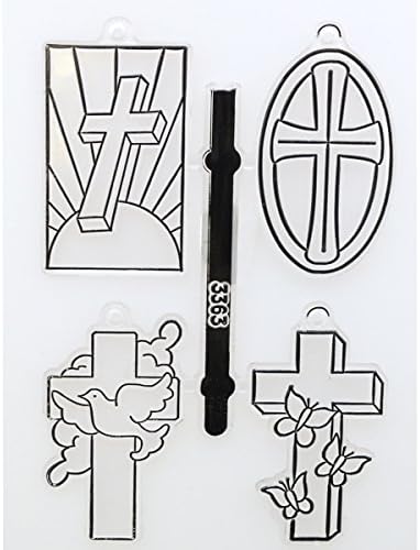 Kelly's Crafts Acrylic Sun Catchers, 4 Crosses - Sun, Oval, Dove, Butterflies, 4 Piece