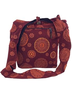 Guru-Shop Sadhu Bag, Goa Tasche, Schulterbeutel - Rot, Herren/Damen, Baumwolle, 40x35x25 cm, Bunter Stoffbeutel