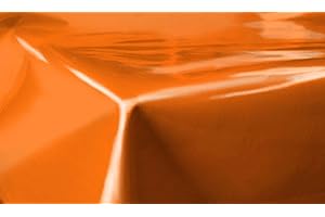 JOLEE FABRICS Plain Colour Wipe Clean PVC Vinyl Tablecloth and Sizes (Plain Orange, 140cm x 170cm Long Rectangle)