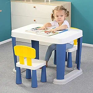 MonB?b? Kids Table and Chair Set Multifunctional Study Table for Kids with 2 Chairs Height Adjustable Activity Table for Children
