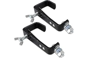 BeamZ CC50SB Lighting G-Clamps - Pack of 2 Black Metal DJ Truss Hook Mounts, Secure 30kg Stage Light Bracket Clamps for Disco Lights, Smoke Machines and Fixtures, Fits Poles up to 50mm Diameter