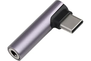 meukcez Adapter USB C Jack 3,5 mm kątowy 90 stopni, wysoka wierność DAC audio, USB C na gniazdo, kompatybilny z iPhone 15, MacBook M3/M2, Galaxy S24, Pixel 8, szary, do słuchawek, mikrofonów i